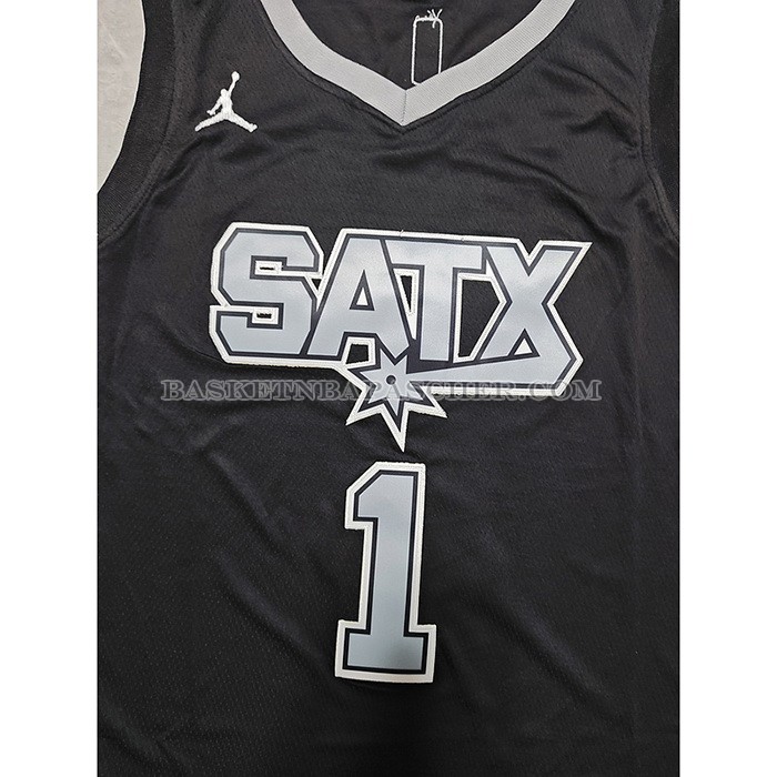 Maillot San Antonio Spurs Victor Wembanyama NO 1 Statement 2022-23 Noir